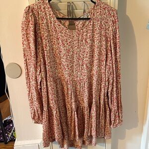 American Eagle Outfitters Pink, White, and Green Floral Top